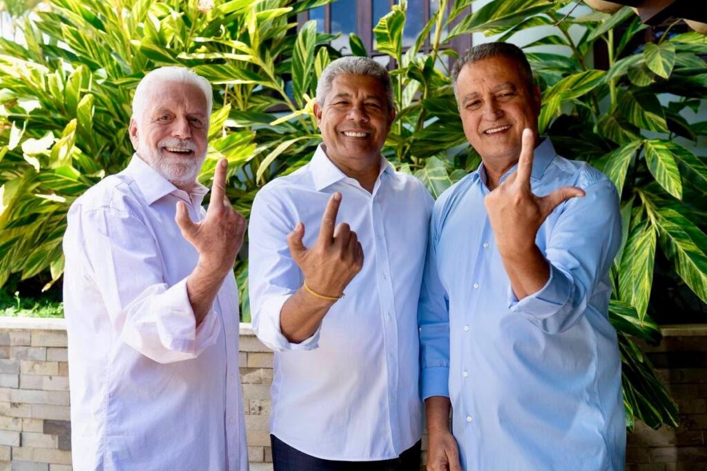 Jerônimo, Rui e Wagner se reúnem com Lula em Brasília para gravar vídeos da campanha