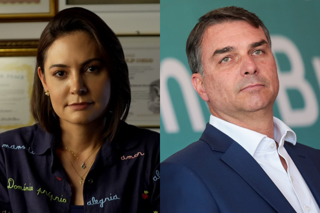 Após rusgas, Michelle e Flávio Bolsonaro realizam primeira gravação para o horário eleitoral nesta terça-feira
