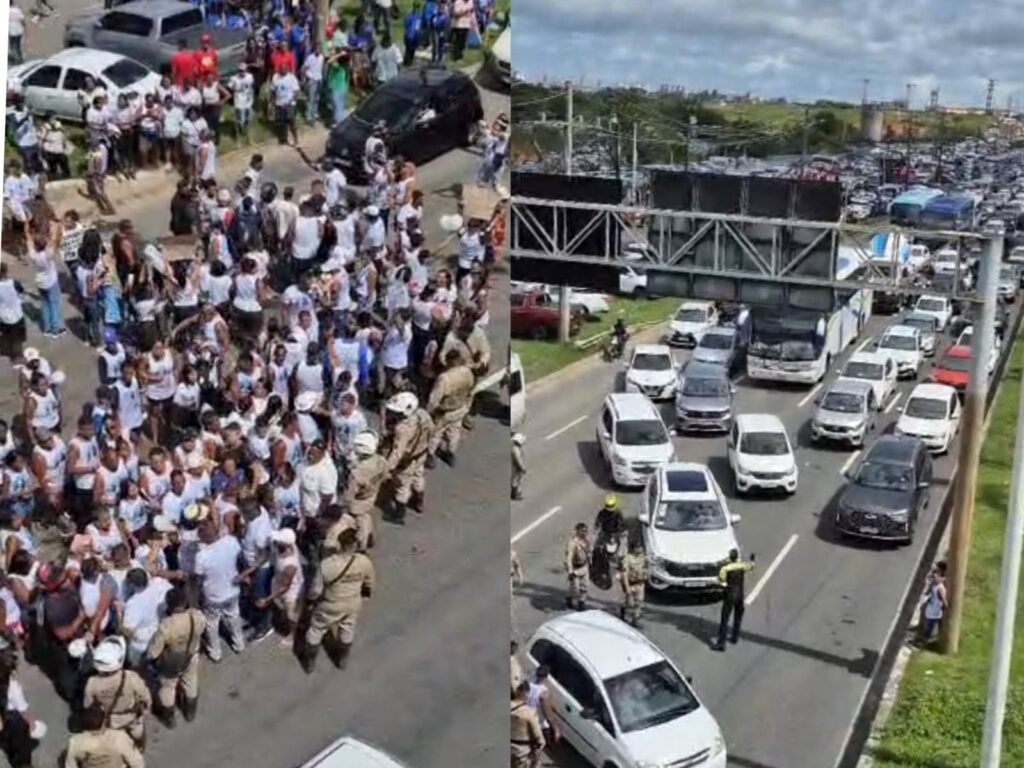 Protesto por justiça para Léo Lanches fecha Avenida Paralela durante convenção do PT em Salvador